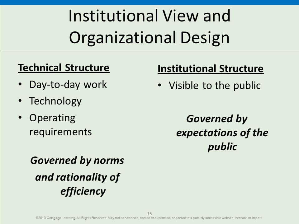 Institutional View and Organizational Design