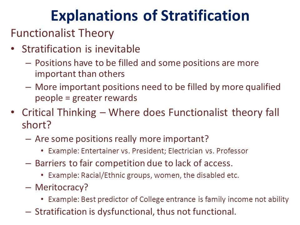Explanations of Stratification