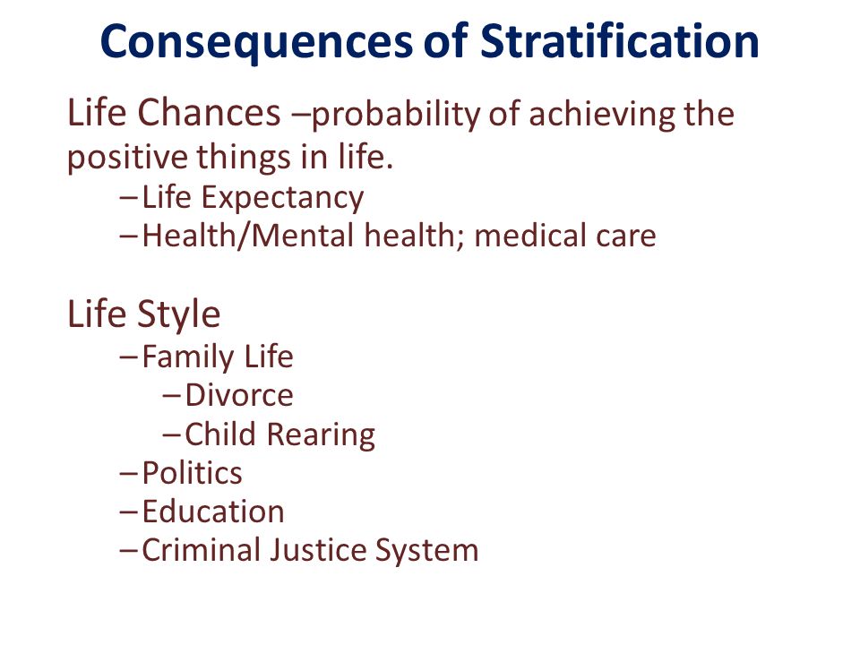 Consequences of Stratification