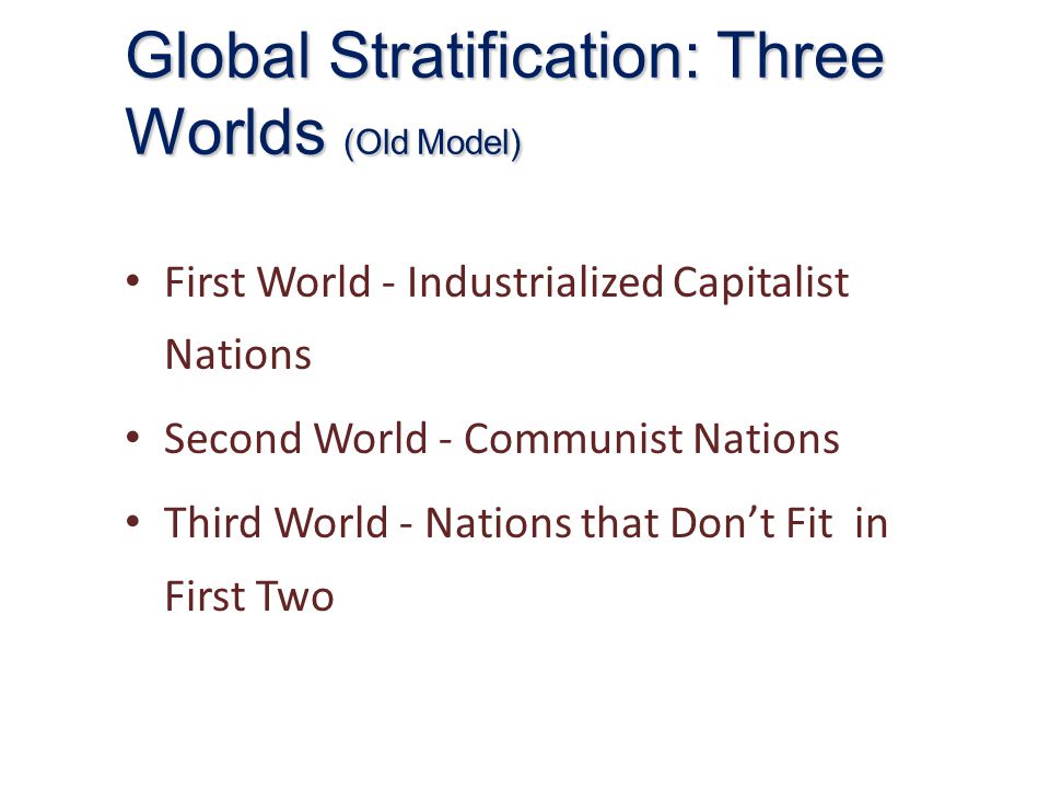 Global Stratification: Three Worlds (Old Model)