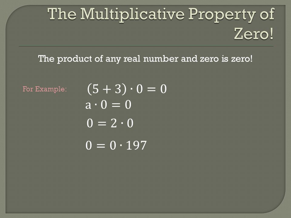 The Multiplicative Property of Zero!
