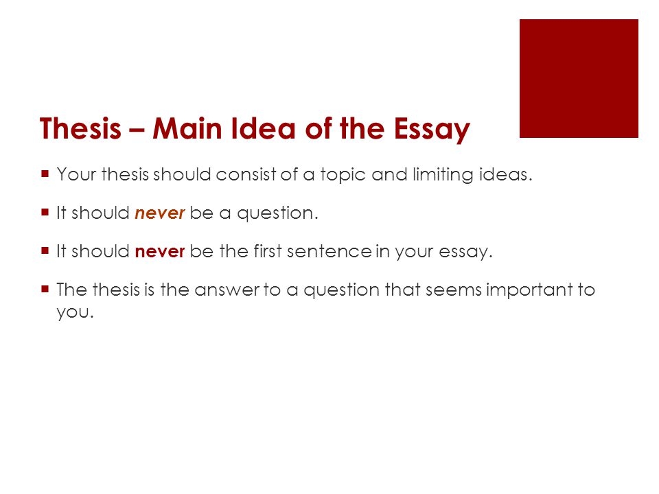 Thesis – Main Idea of the Essay