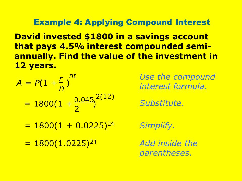 Example 4: Applying Compound Interest