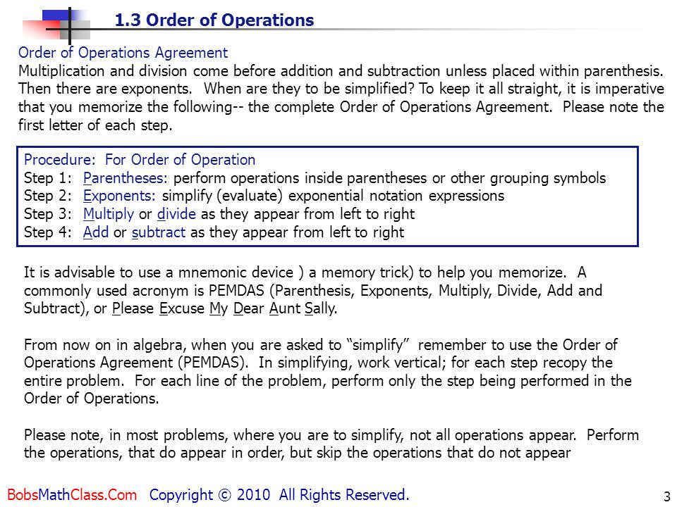 Order of Operations Agreement