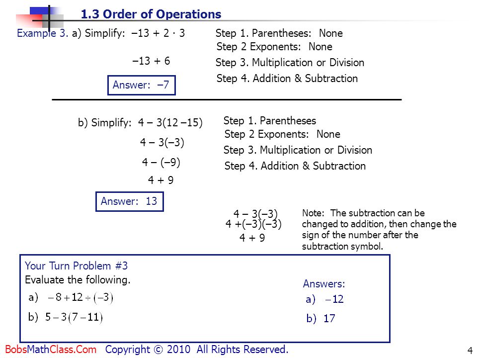 Example 3. a) Simplify: –  3
