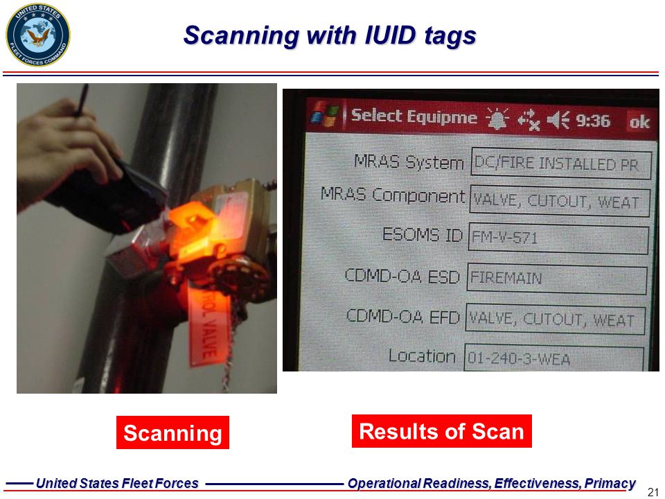 Scanning with IUID tags