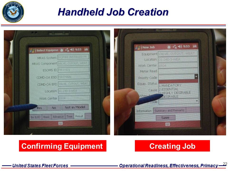 Handheld Job Creation Confirming Equipment Creating Job