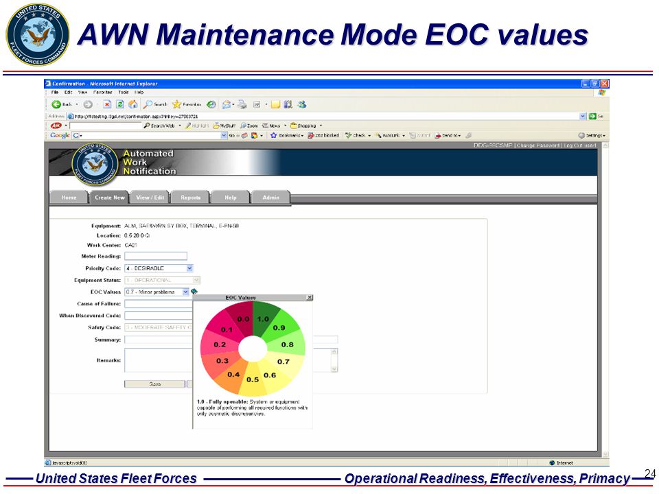 AWN Maintenance Mode EOC values
