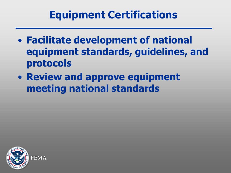 Equipment Certifications