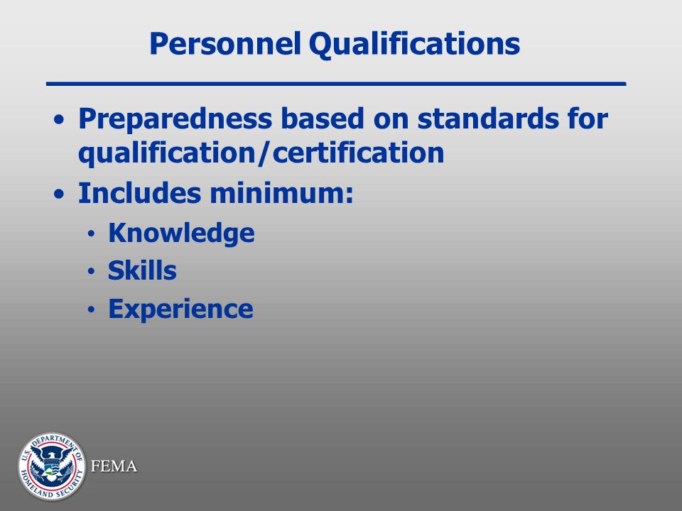 Personnel Qualifications
