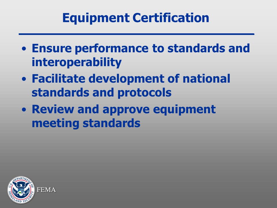 Equipment Certification