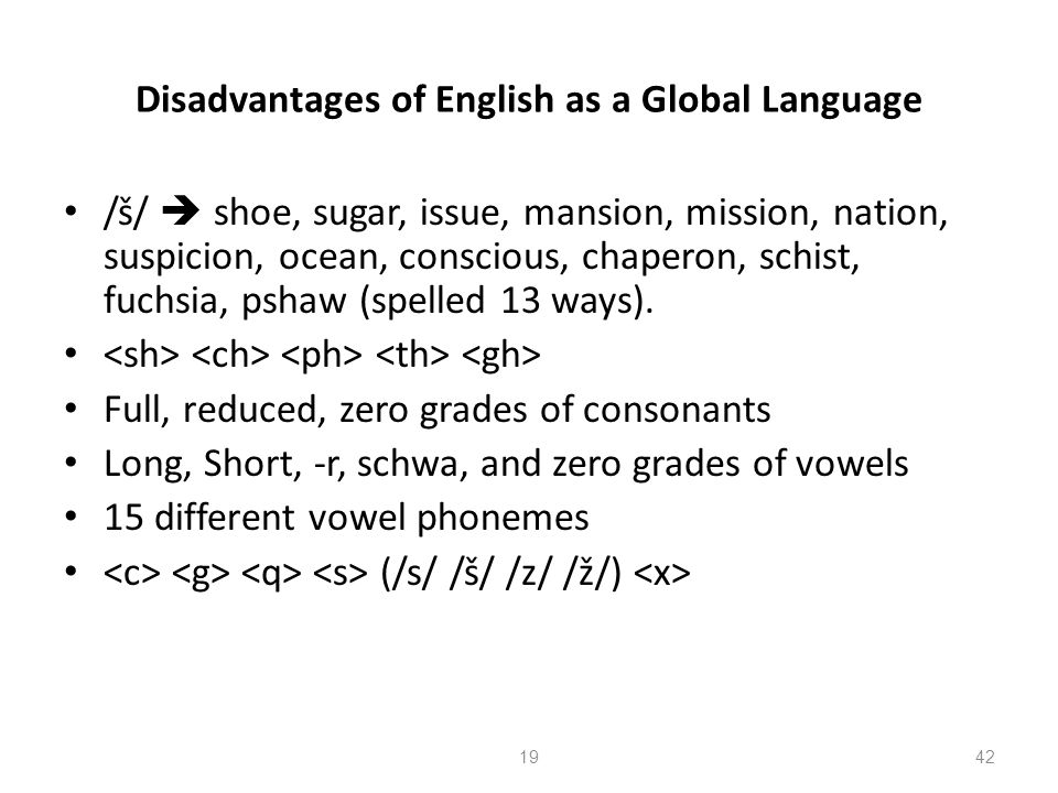 disadvantages english universal language