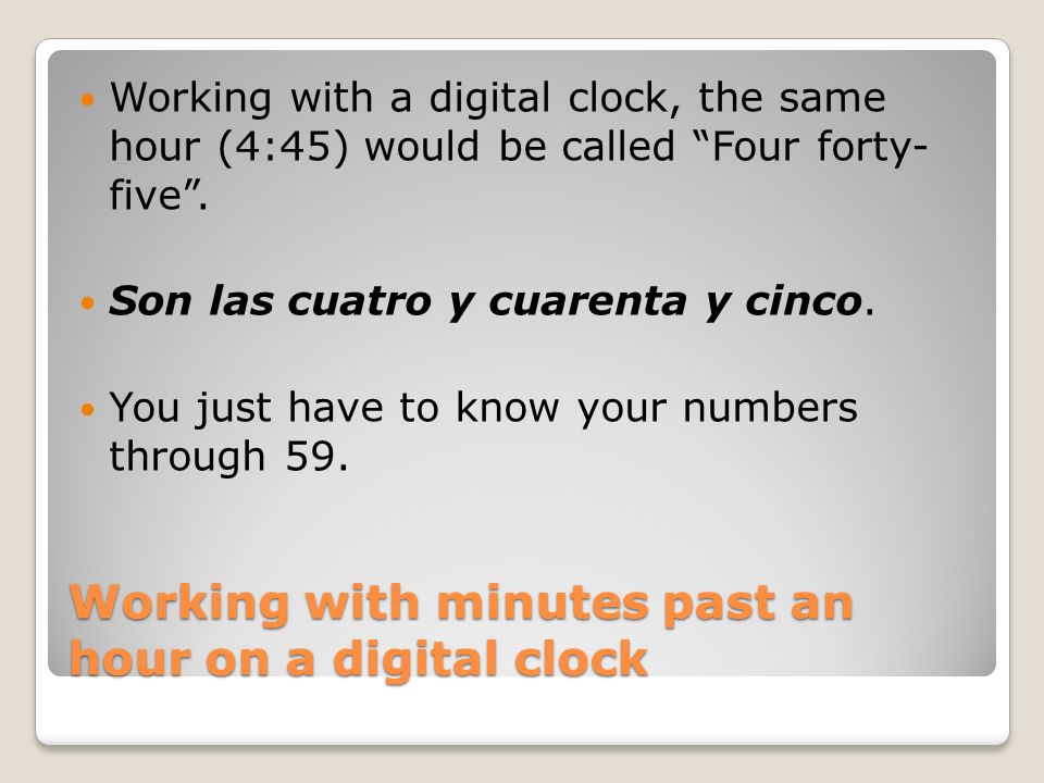 Working with minutes past an hour on a digital clock
