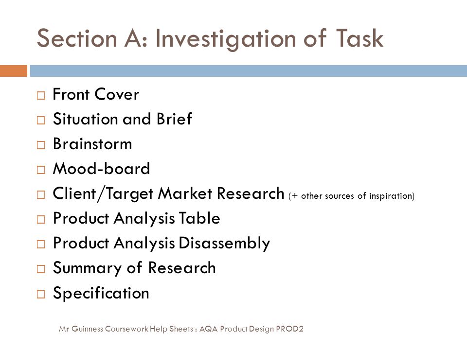 Section A: Investigation of Task