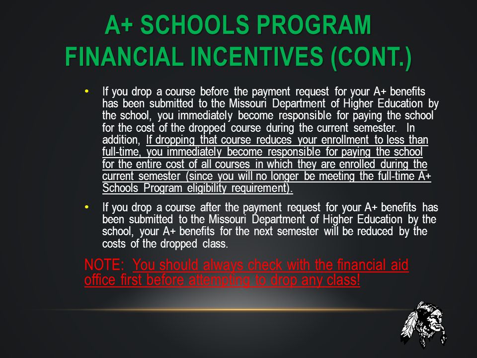 a+ schools program financial incentives (cont.)