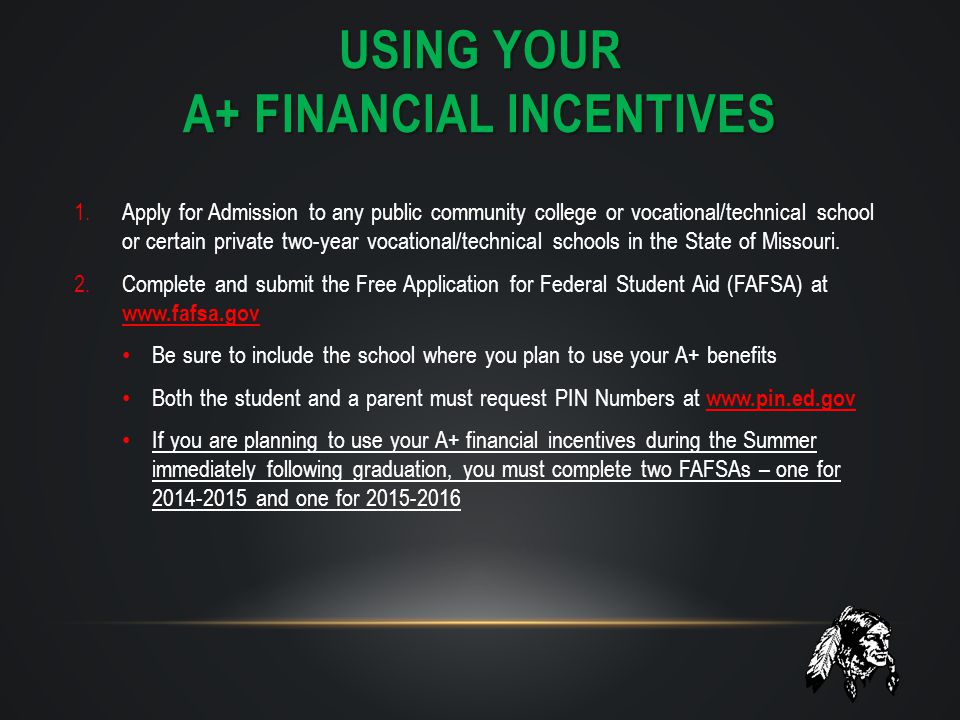 Using your A+ financial incentives
