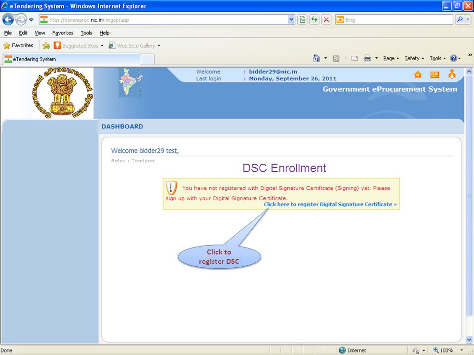 DSC Enrollment Click to register DSC
