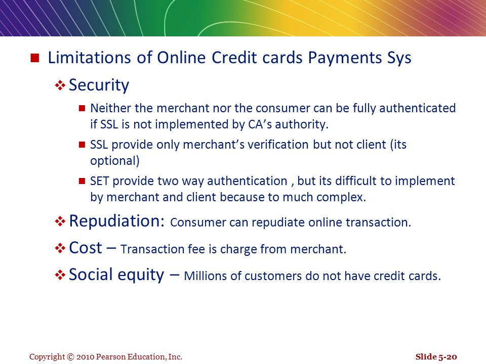 Limitations of Online Credit cards Payments Sys Security