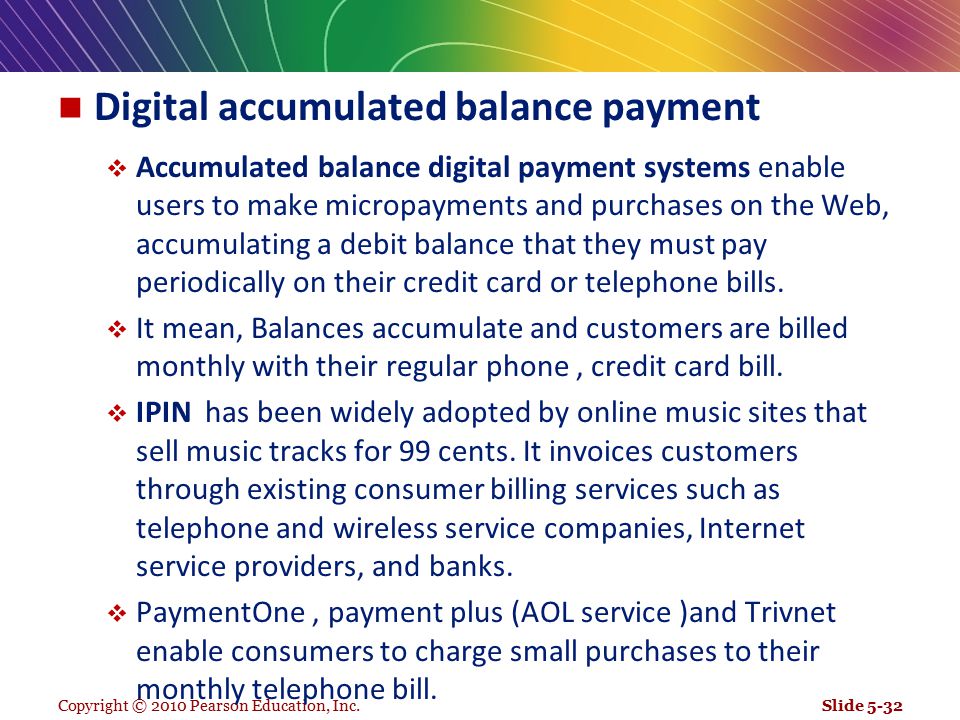 Digital accumulated balance payment