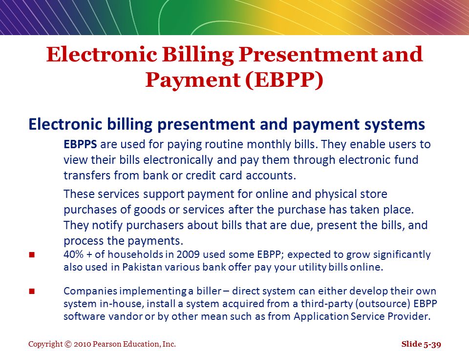 Electronic Billing Presentment and Payment (EBPP)