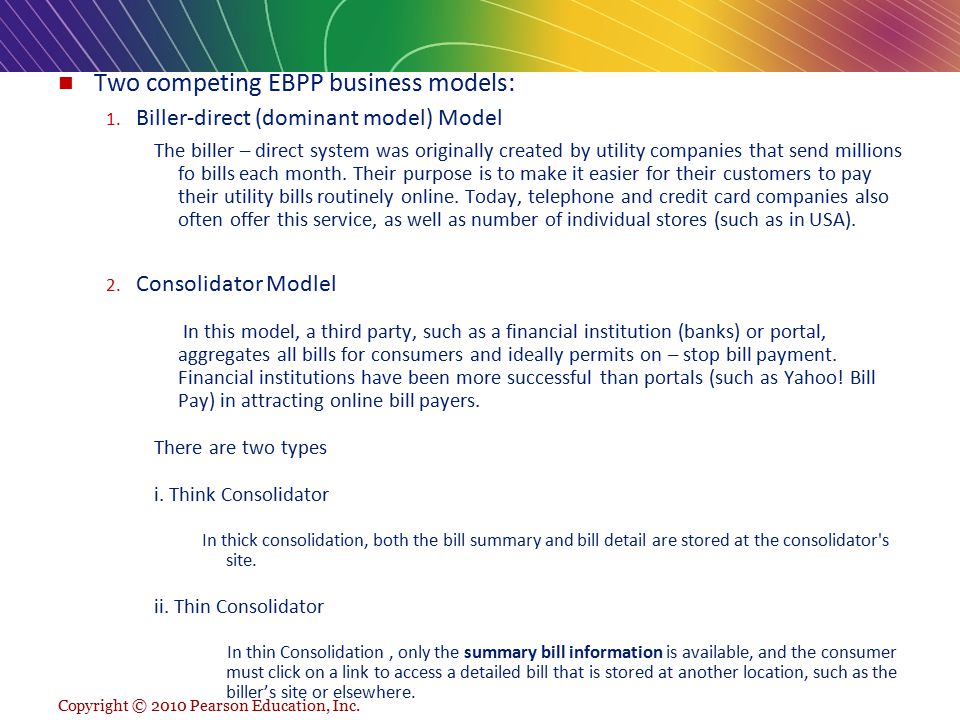 Two competing EBPP business models: