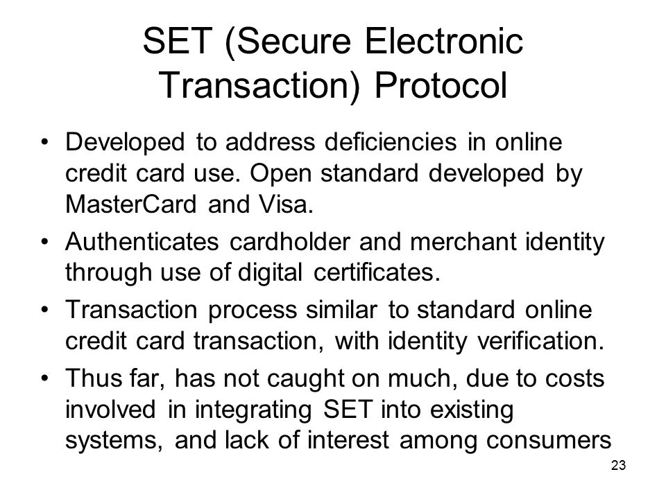 SET (Secure Electronic Transaction) Protocol