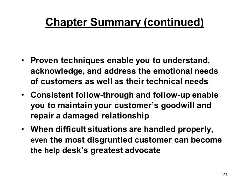 Chapter Summary (continued)