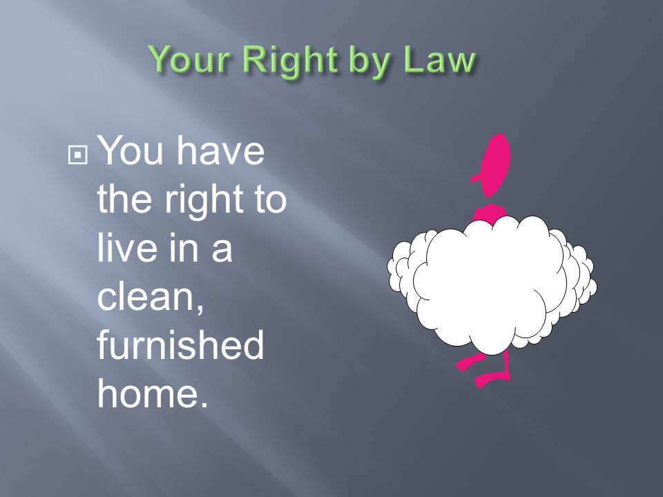 You have the right to live in a clean, furnished home.