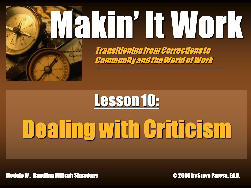 Lesson 10: Dealing with Criticism