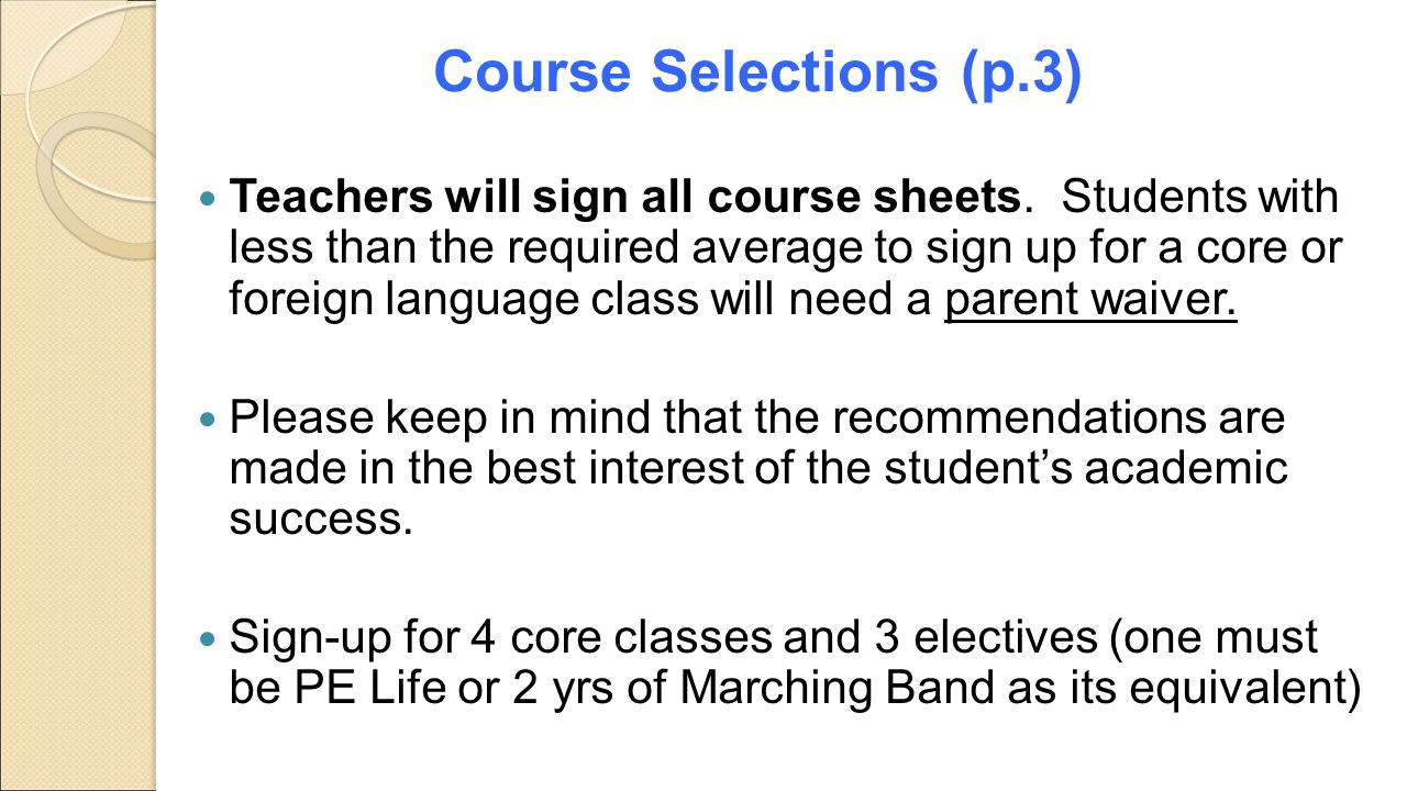 Course Selections (p.3)