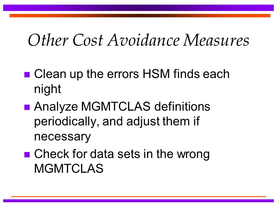 Other Cost Avoidance Measures
