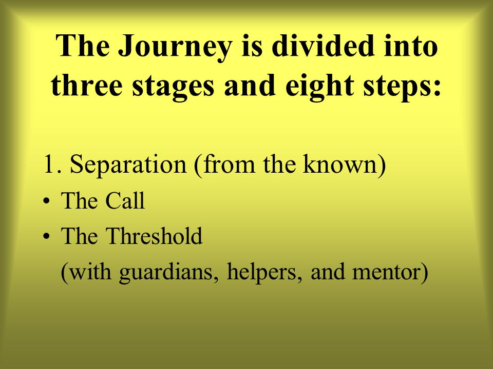 The Journey is divided into three stages and eight steps: