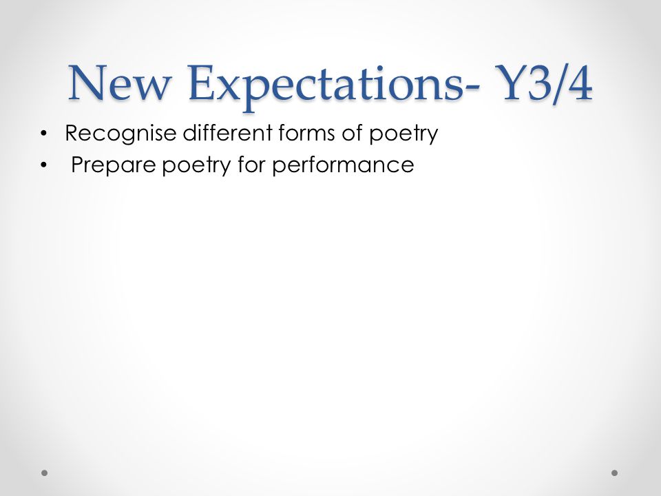 New Expectations- Y3/4 Recognise different forms of poetry