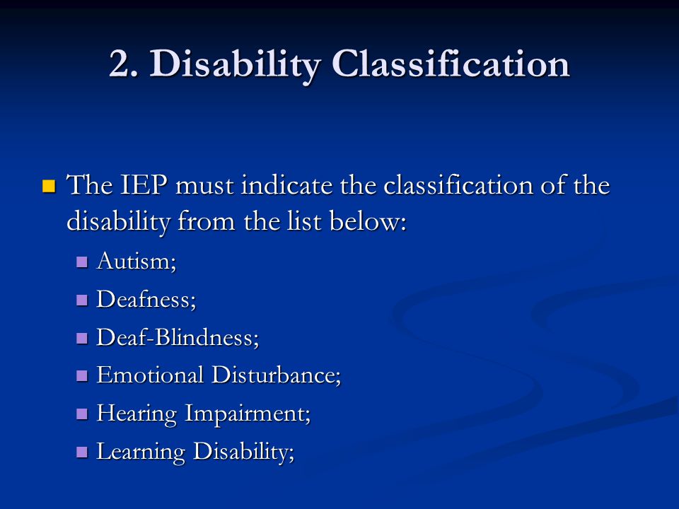 2. Disability Classification