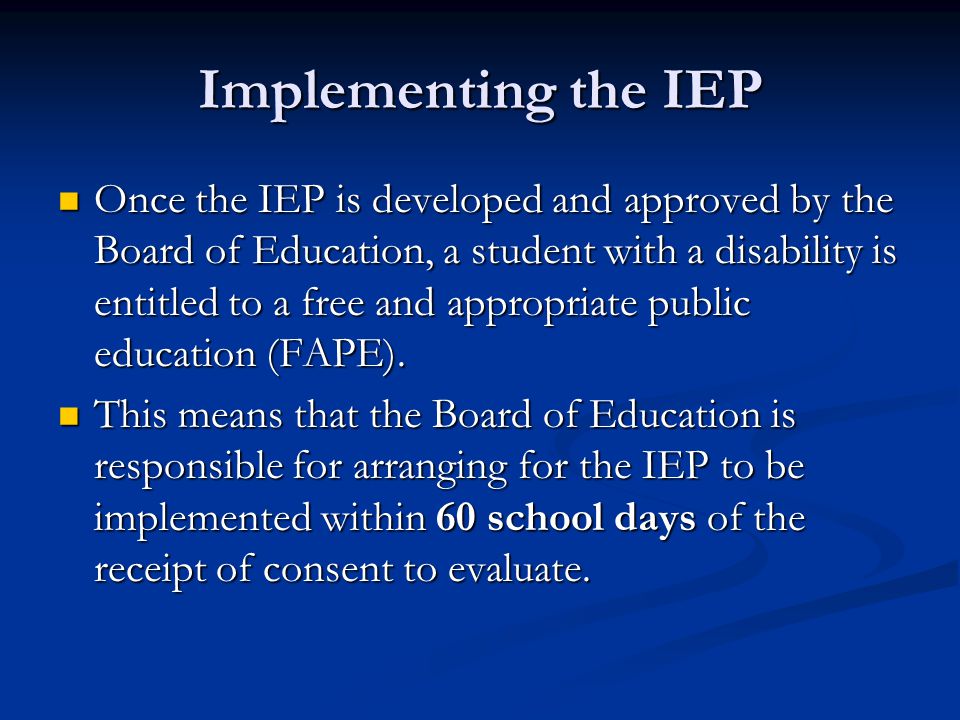 Implementing the IEP