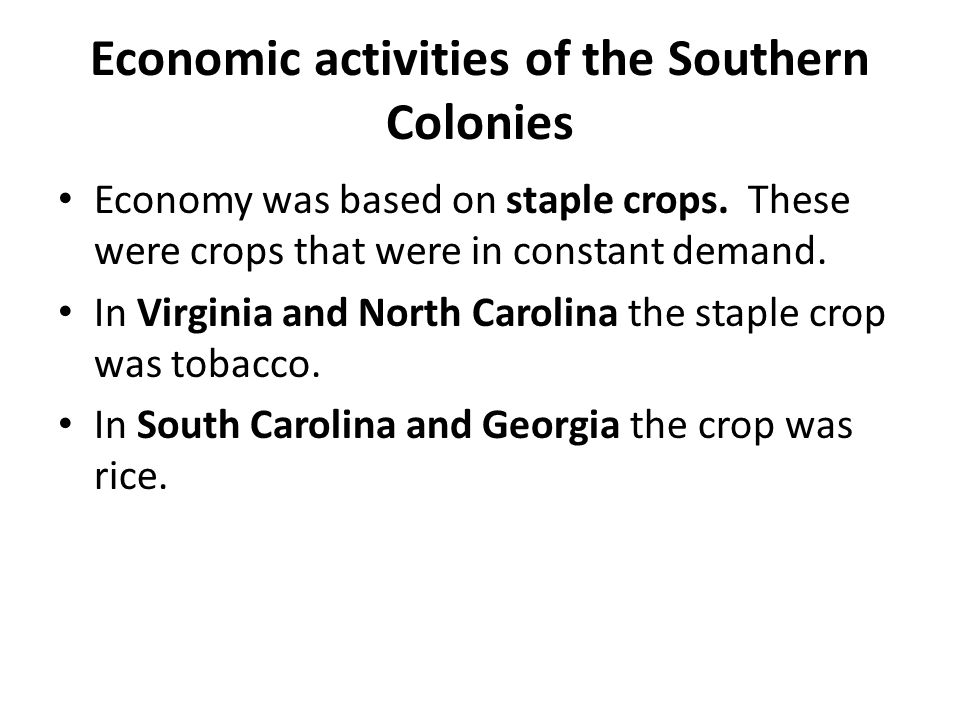 what type of economy did the southern colonies have
