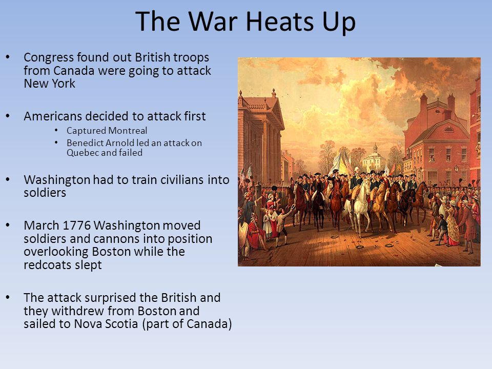 The War Heats Up Congress found out British troops from Canada were going to attack New York. Americans decided to attack first.