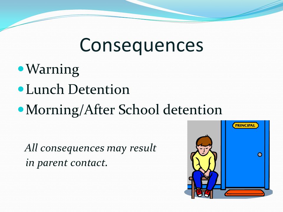Consequences Warning Lunch Detention Morning/After School detention