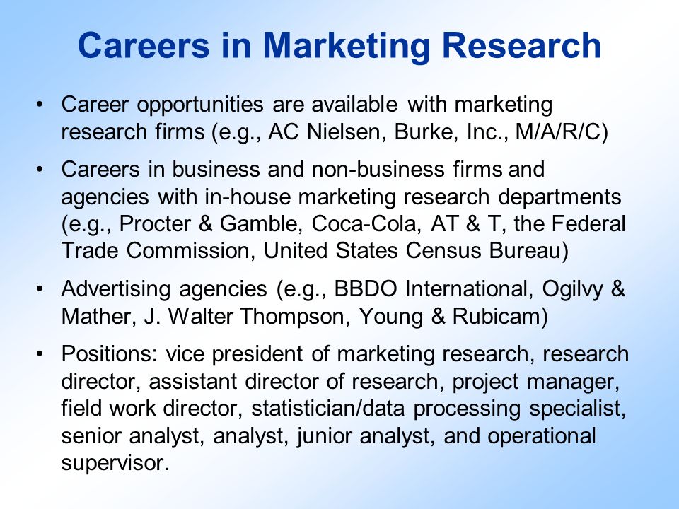 Careers in Marketing Research