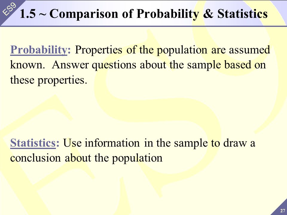 1.5 ~ Comparison of Probability & Statistics