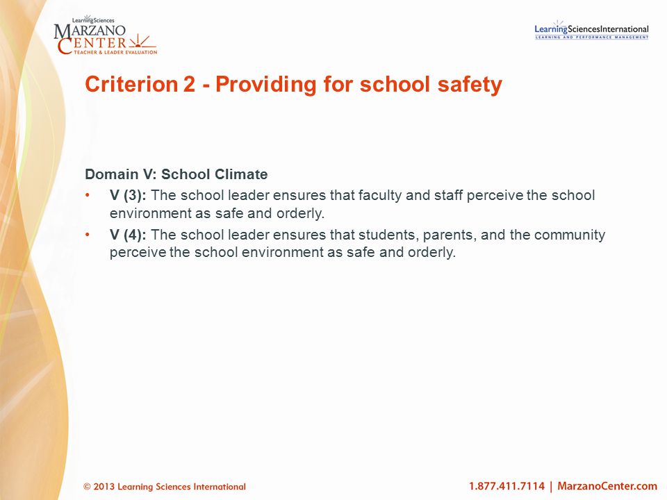 Criterion 2 - Providing for school safety