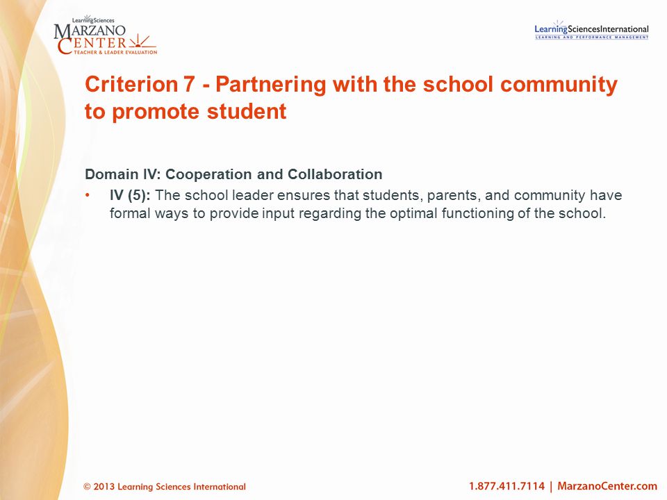 Criterion 7 - Partnering with the school community to promote student