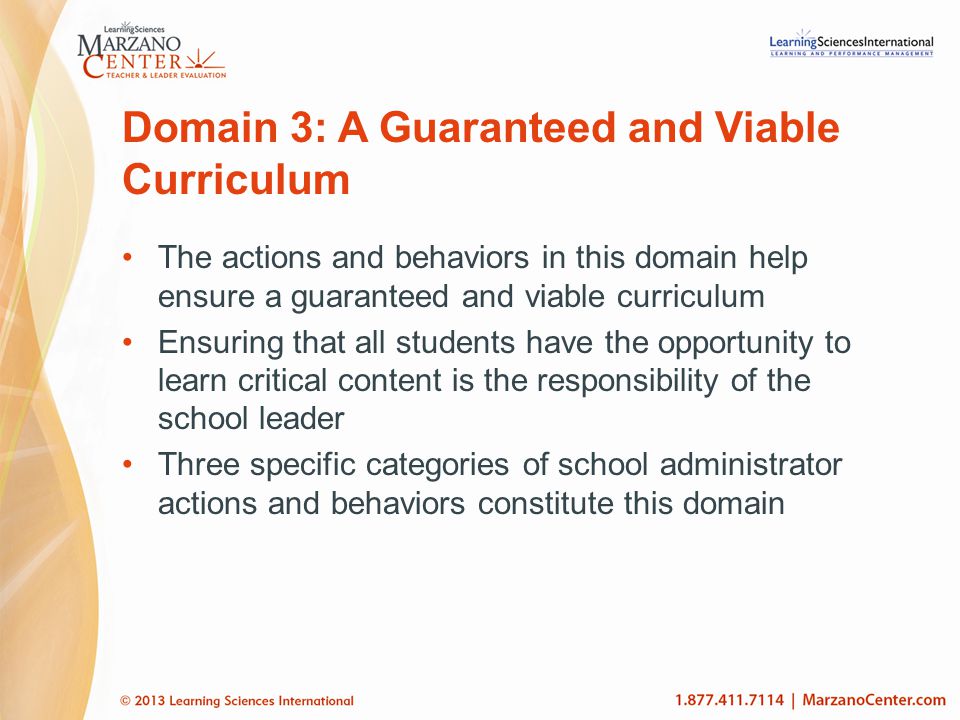Domain 3: A Guaranteed and Viable Curriculum