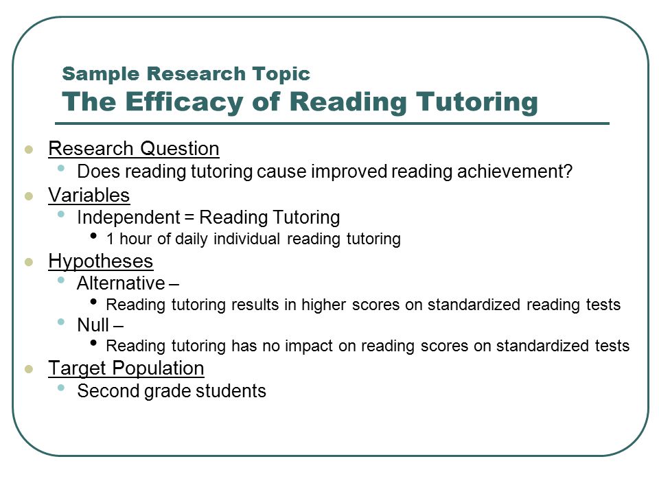 Sample Research Topic The Efficacy of Reading Tutoring