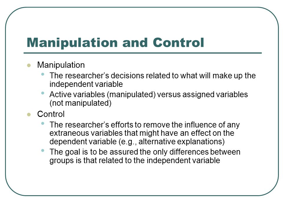 Manipulation and Control