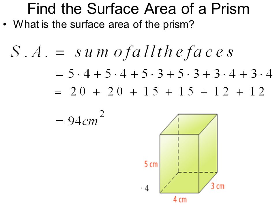 Find the Surface Area of a Prism