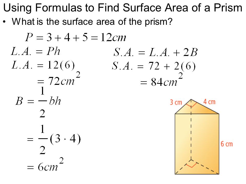 Using Formulas to Find Surface Area of a Prism