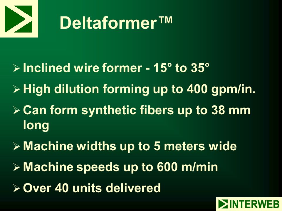 Deltaformer™ Inclined wire former - 15° to 35°