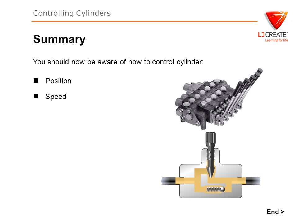 Summary You should now be aware of how to control cylinder: Position