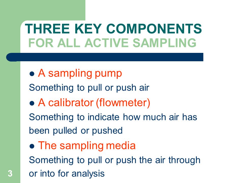 THREE KEY COMPONENTS FOR ALL ACTIVE SAMPLING